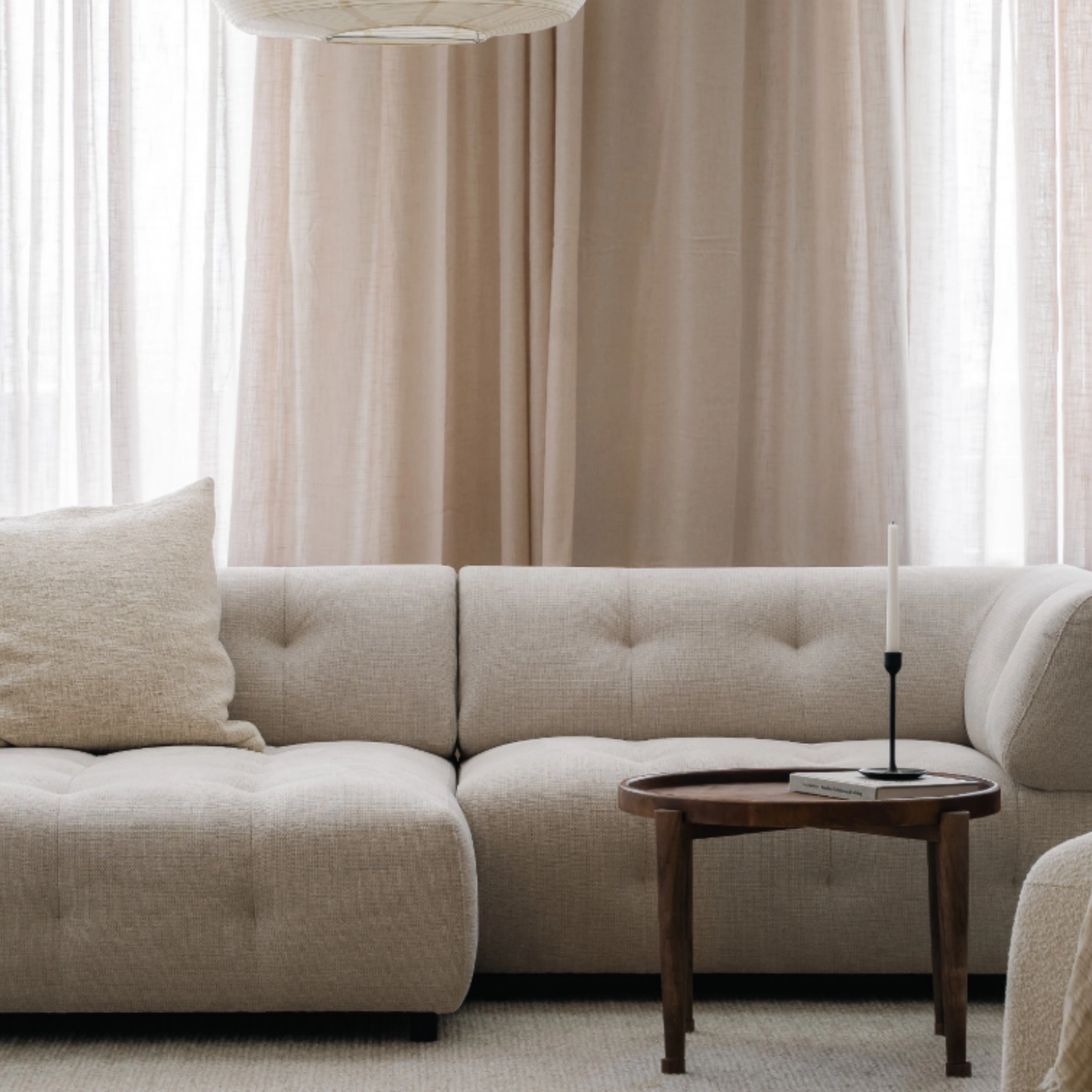 Mina 2-Piece Modern Sectional Ivory 96"