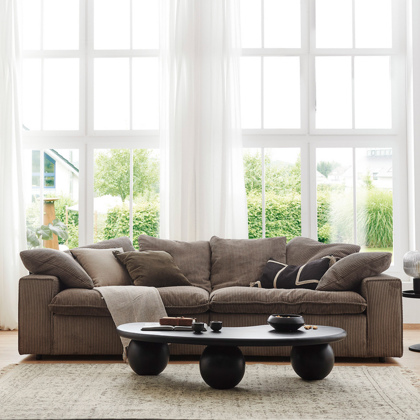 Kiel 2-Piece Modular Sofa 90.5" Velvet Truffle Corduroy