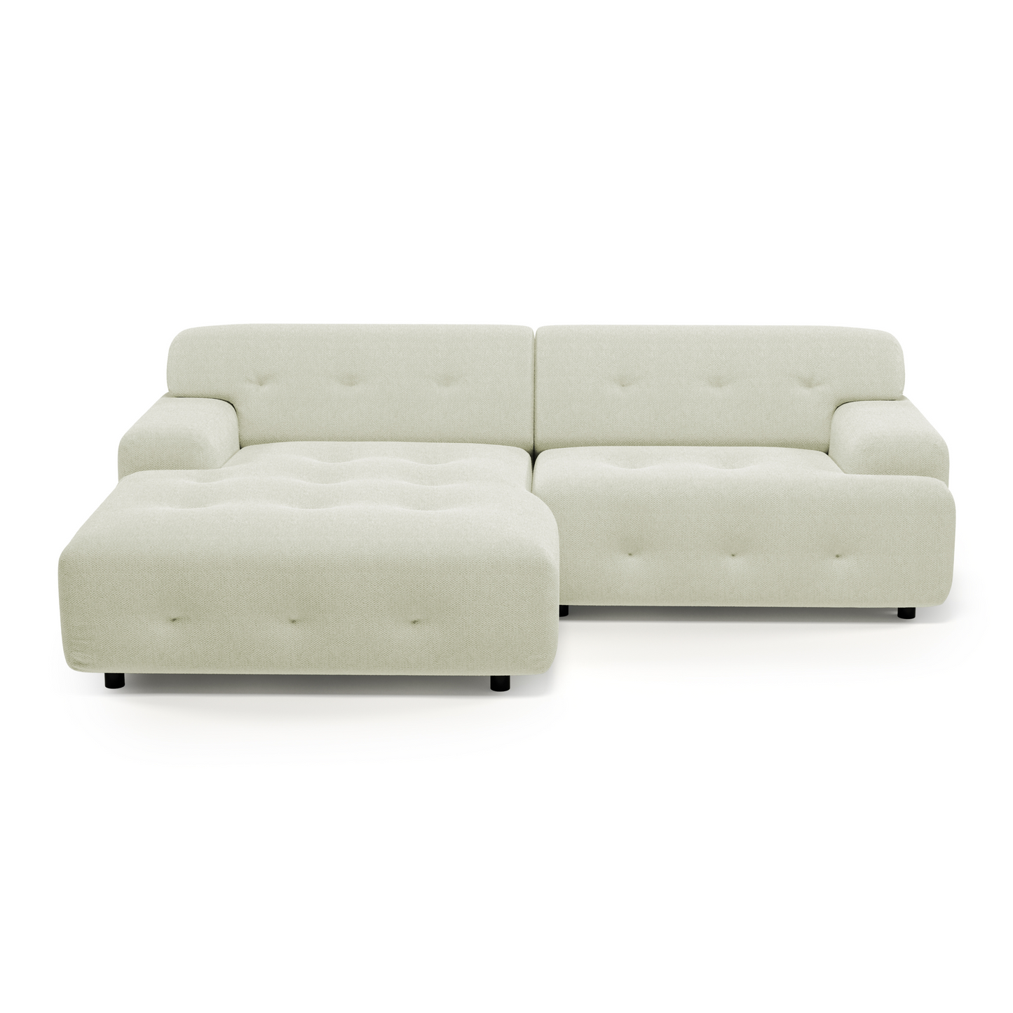 Bob 2-Piece Chaise Sectional Chenille Fabric Warm White 92"