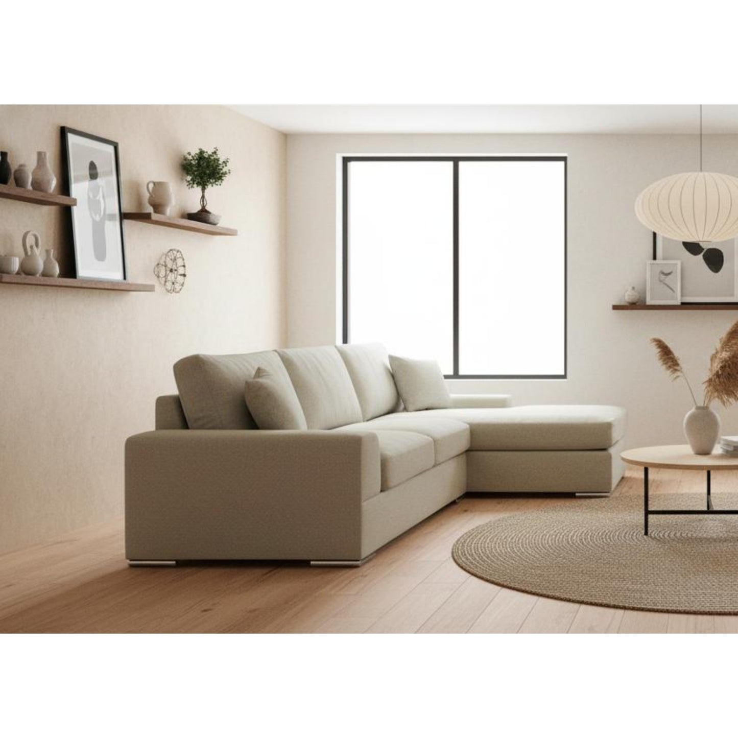 Veda Chaise Sleeper Sofa 121" Khaki