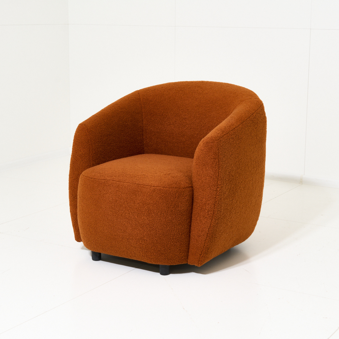 Gela Swivel Armchair Orange Boucle 33"