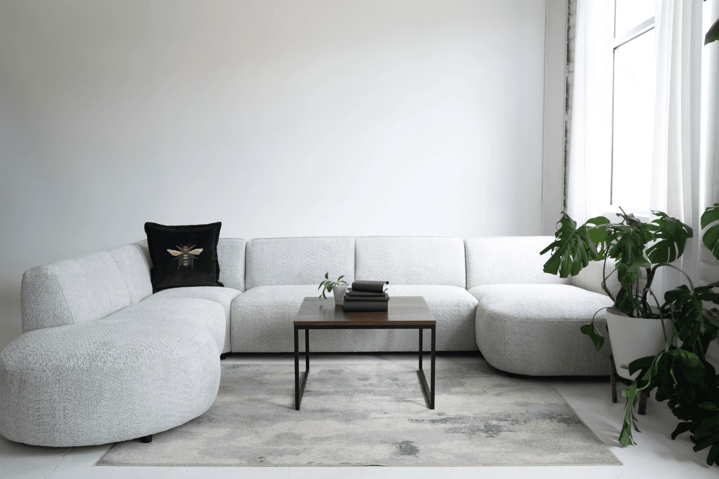 Loures U-Shape Sectional Sofa Soft Grey 139"