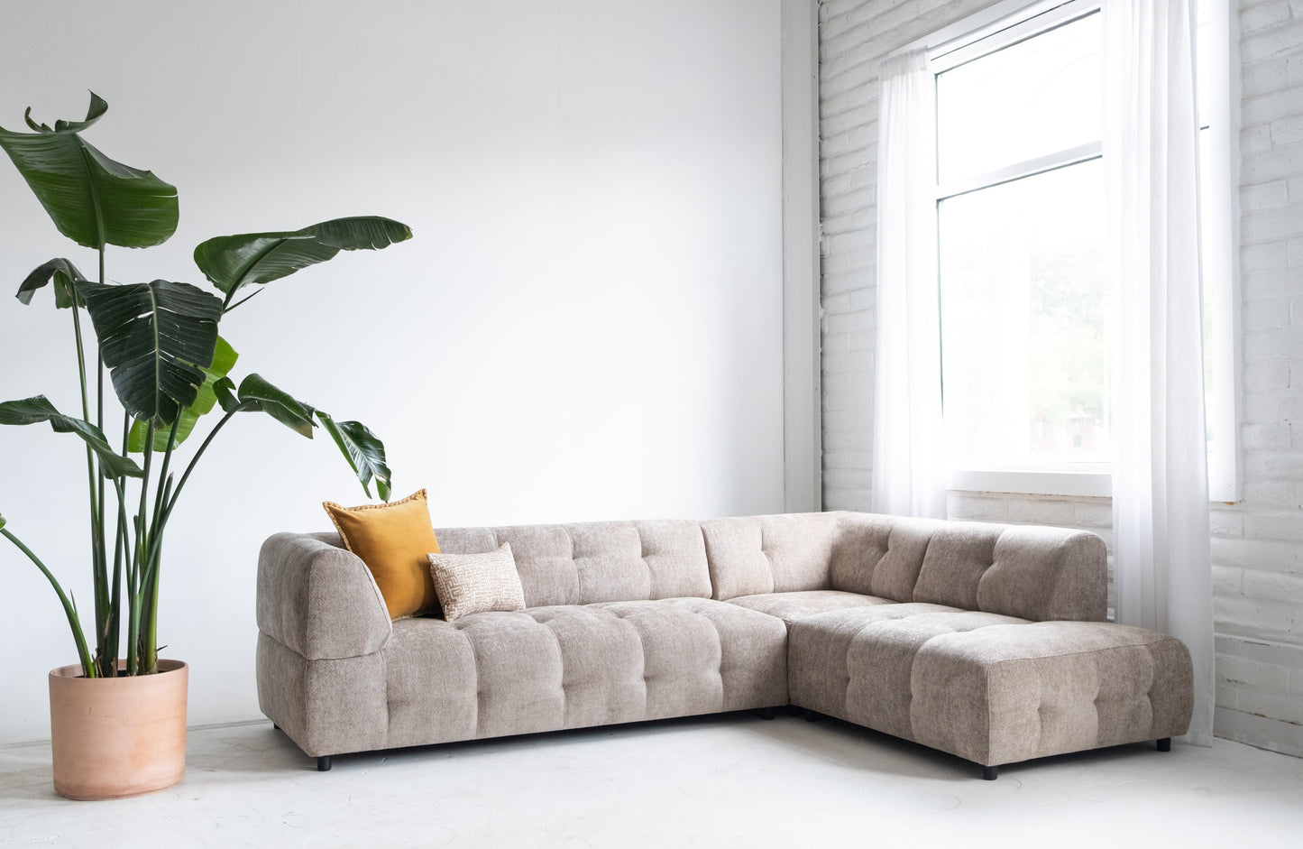 Mina Sectional 105" - Beige Right Open-End