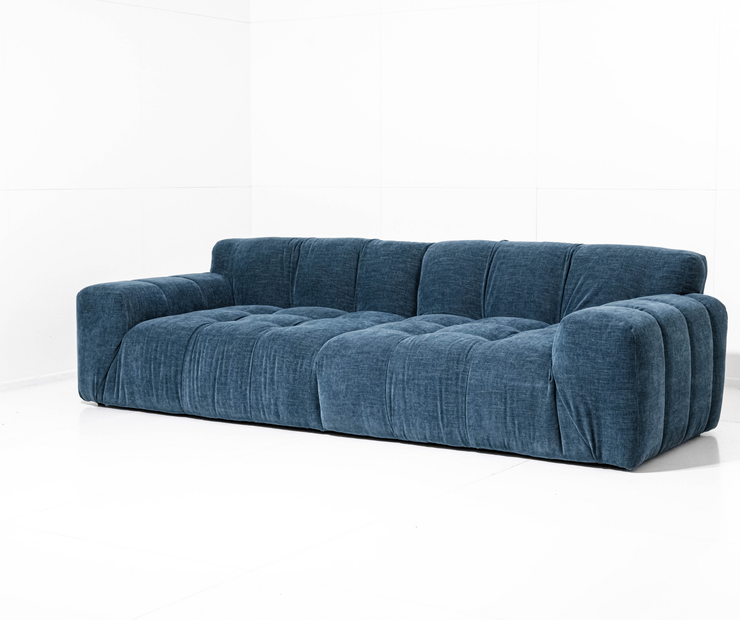 Blue modern sofa on a white background