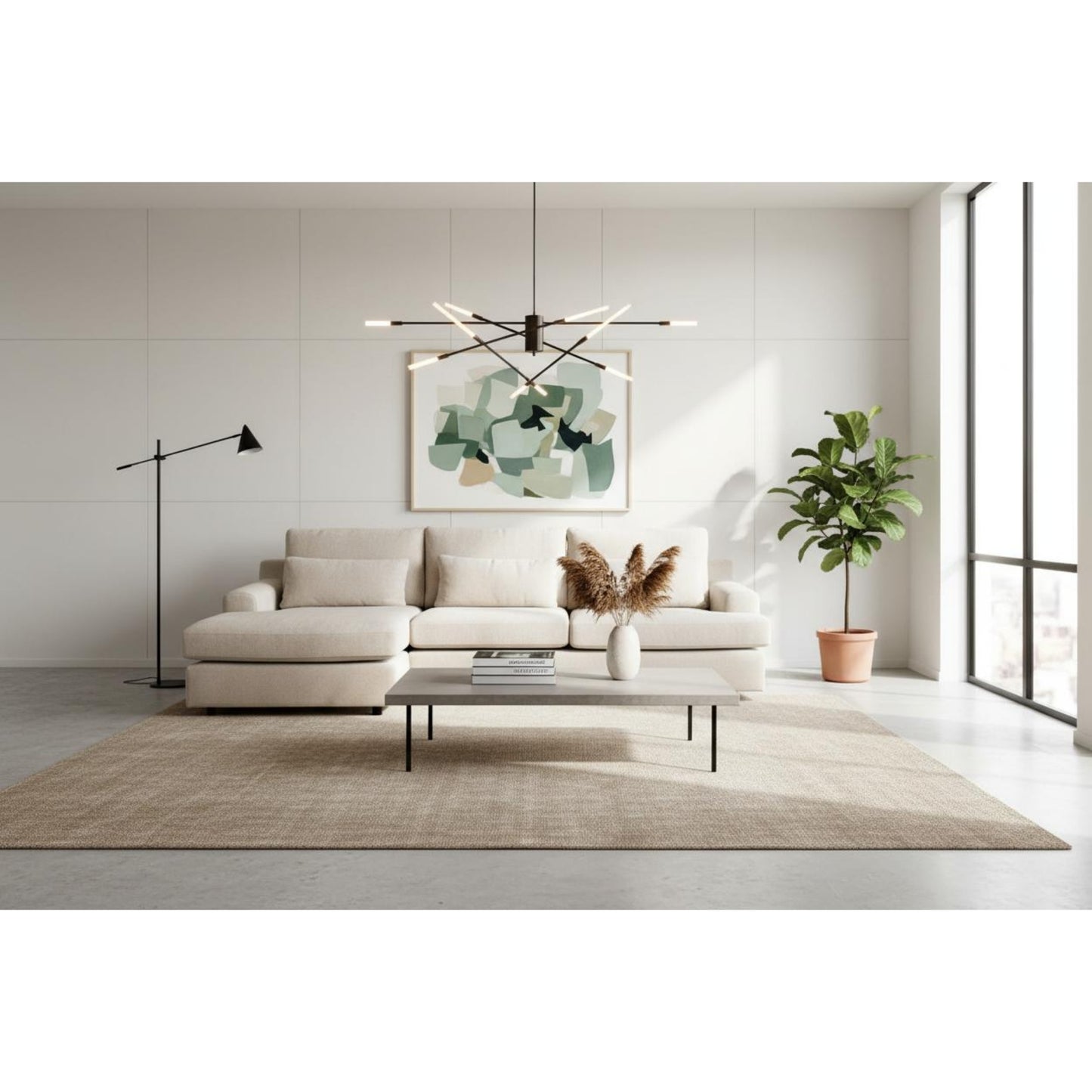 Roma 2-Piece Sectional 110" Woven Melange Fabric