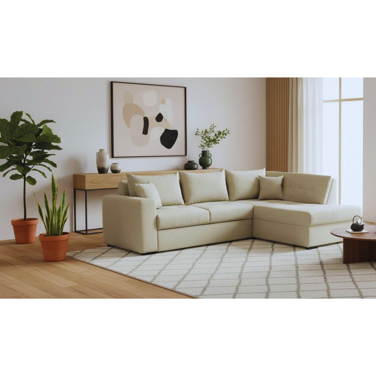 Otello Sleeper Open-End Sofa 95" Khaki