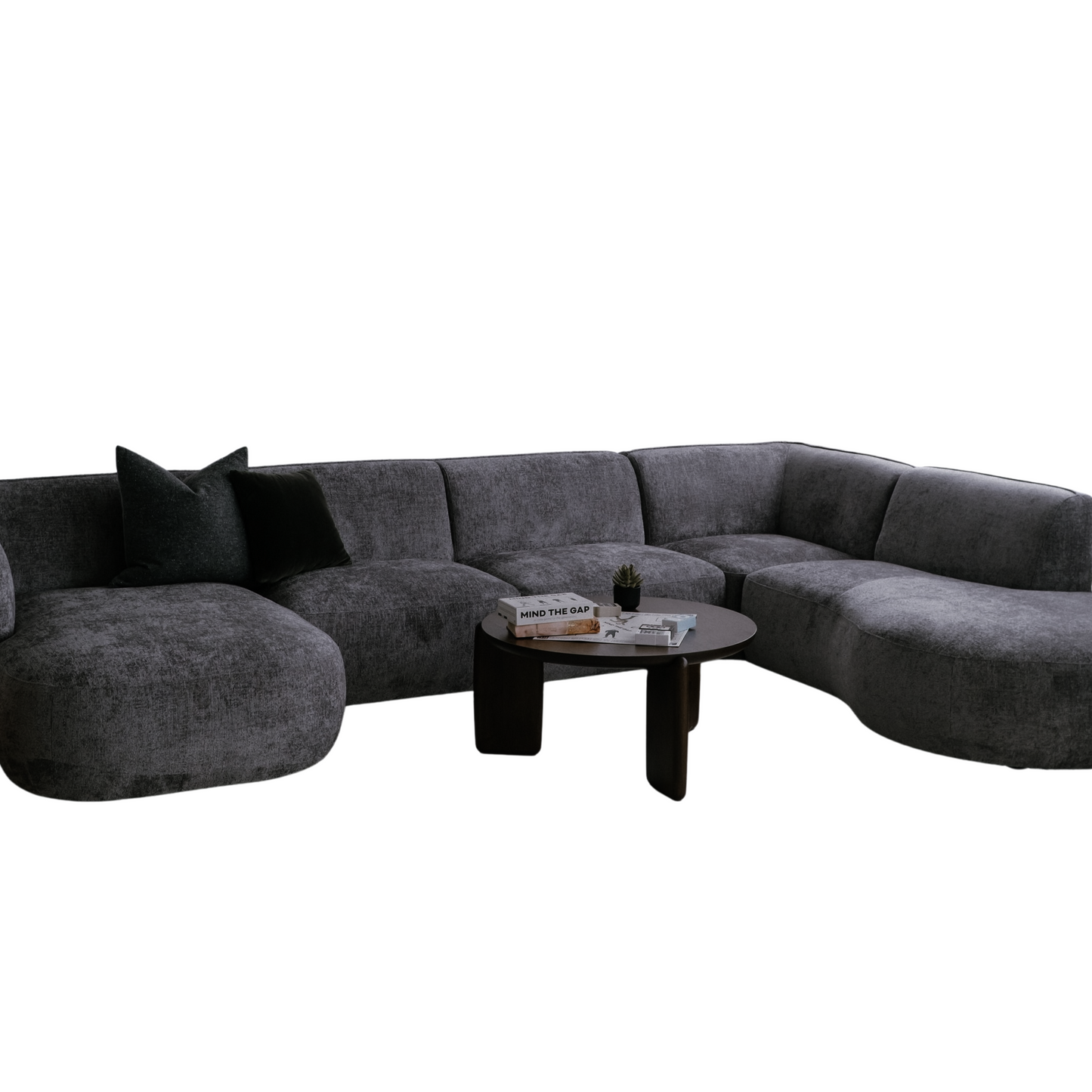 Loures U-Shape Sectional Sofa Dark Grey Right 139"