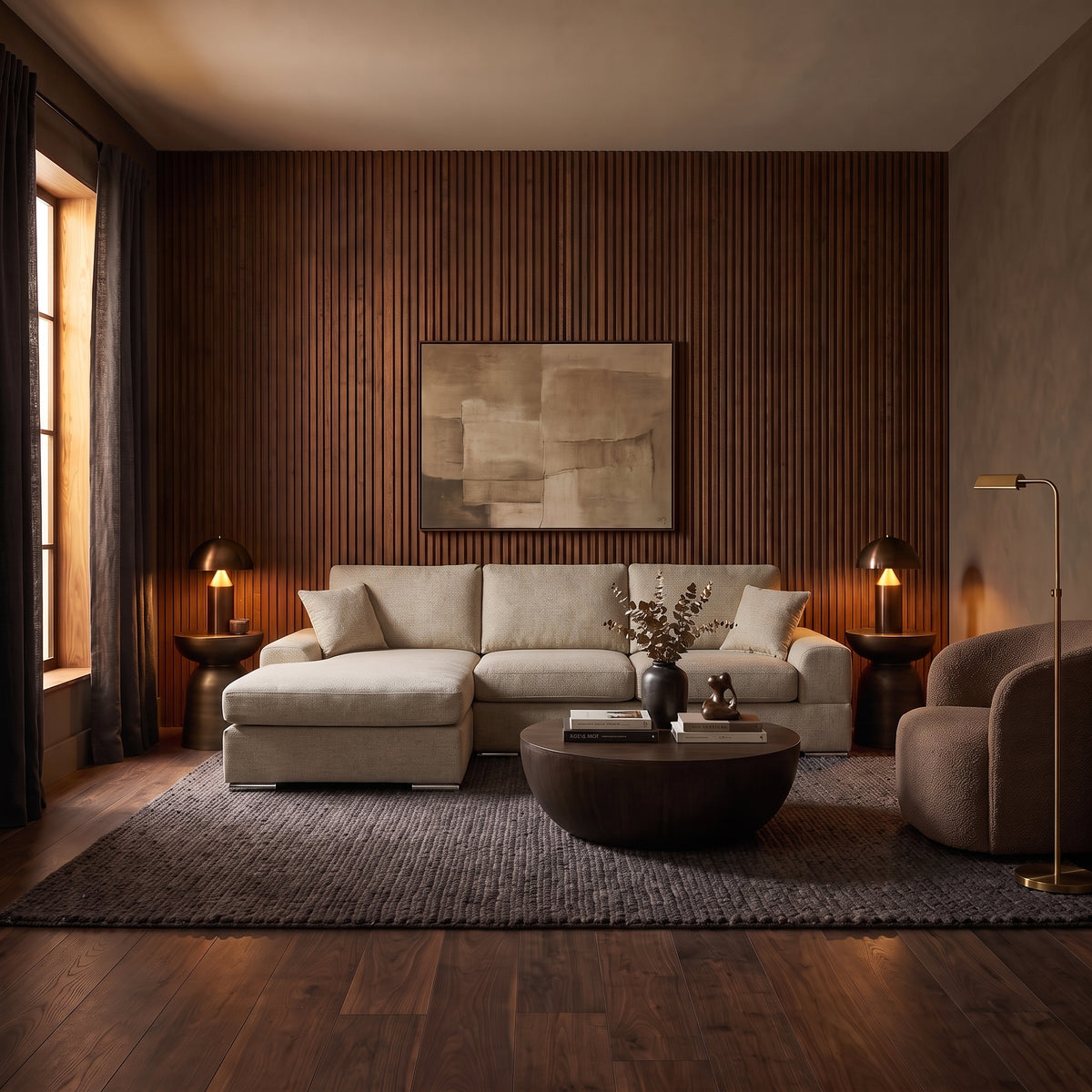 Minimalistic Sleeper Sectional 97" - Veda Khaki