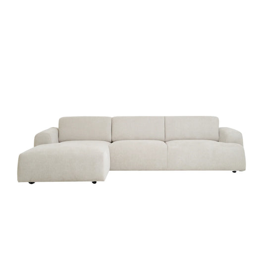 Kanto 2-Piece Chaise Sectional 102" Ivory Soft Voluminous Fabric