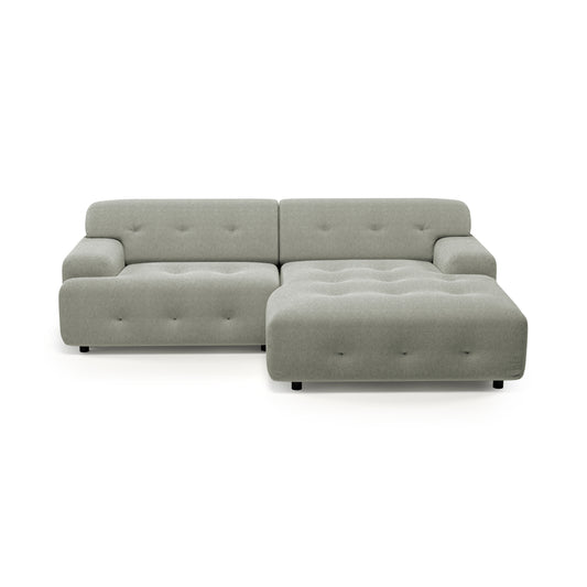 Bob 2-Piece Chaise Sectional Chenille Fabric Light Grey 92"