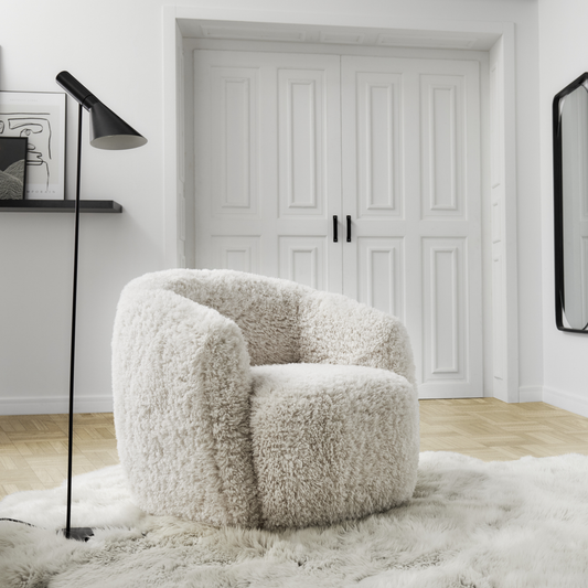 Gela Swivel Armchair Doodle Cream 33"