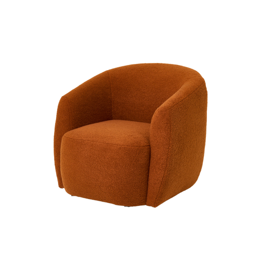 Gela Swivel Armchair Orange Boucle 33"