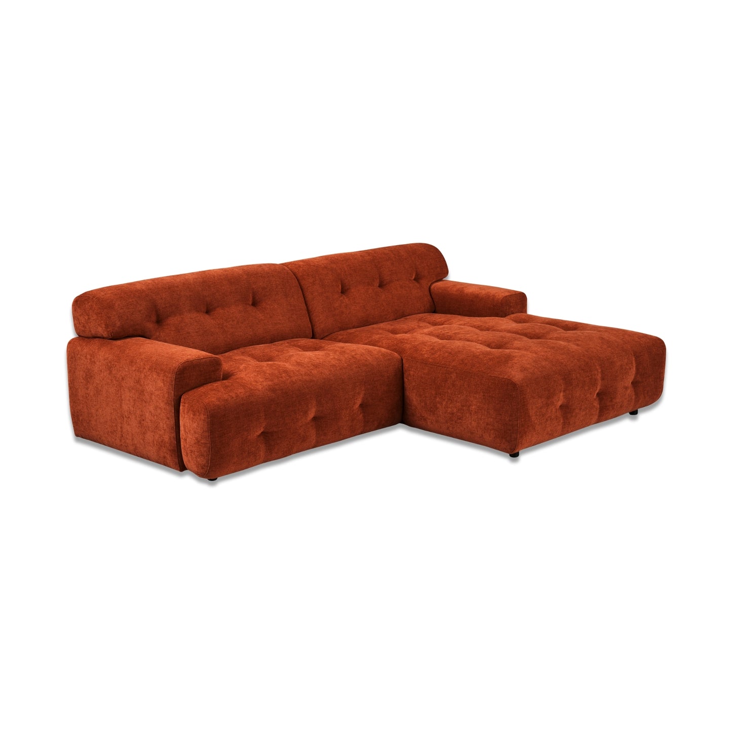 Bob 2-Piece Chaise Sectional 92"Chenille Burnt Orange