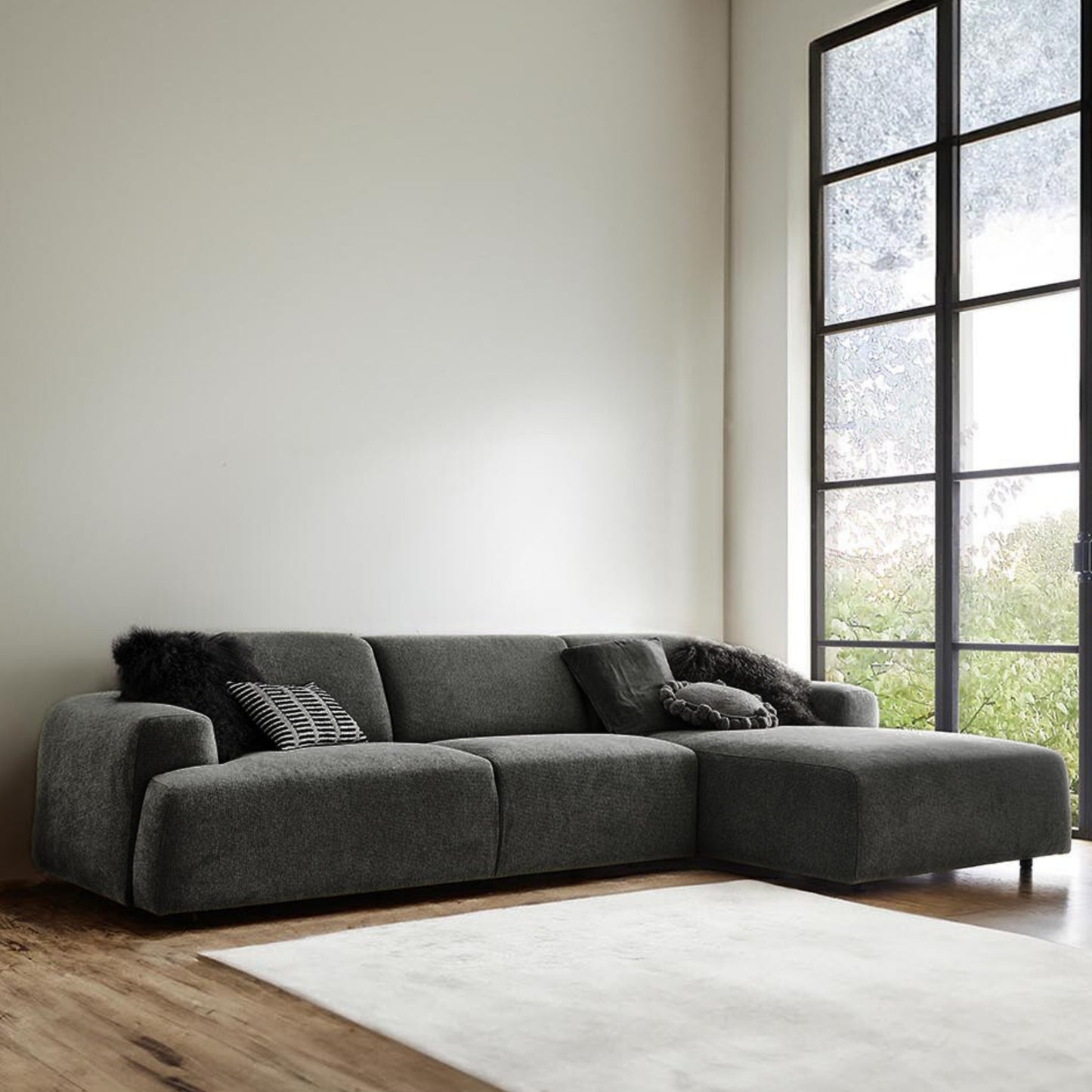 Kanto Sectional 102" - Dark Grey Left Chaise