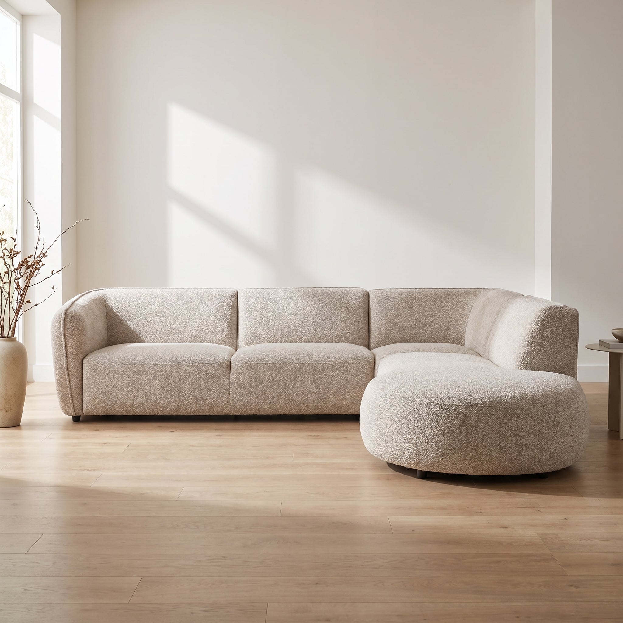 Loures Open-End (108") Sectional Sofa Beige Boucle
