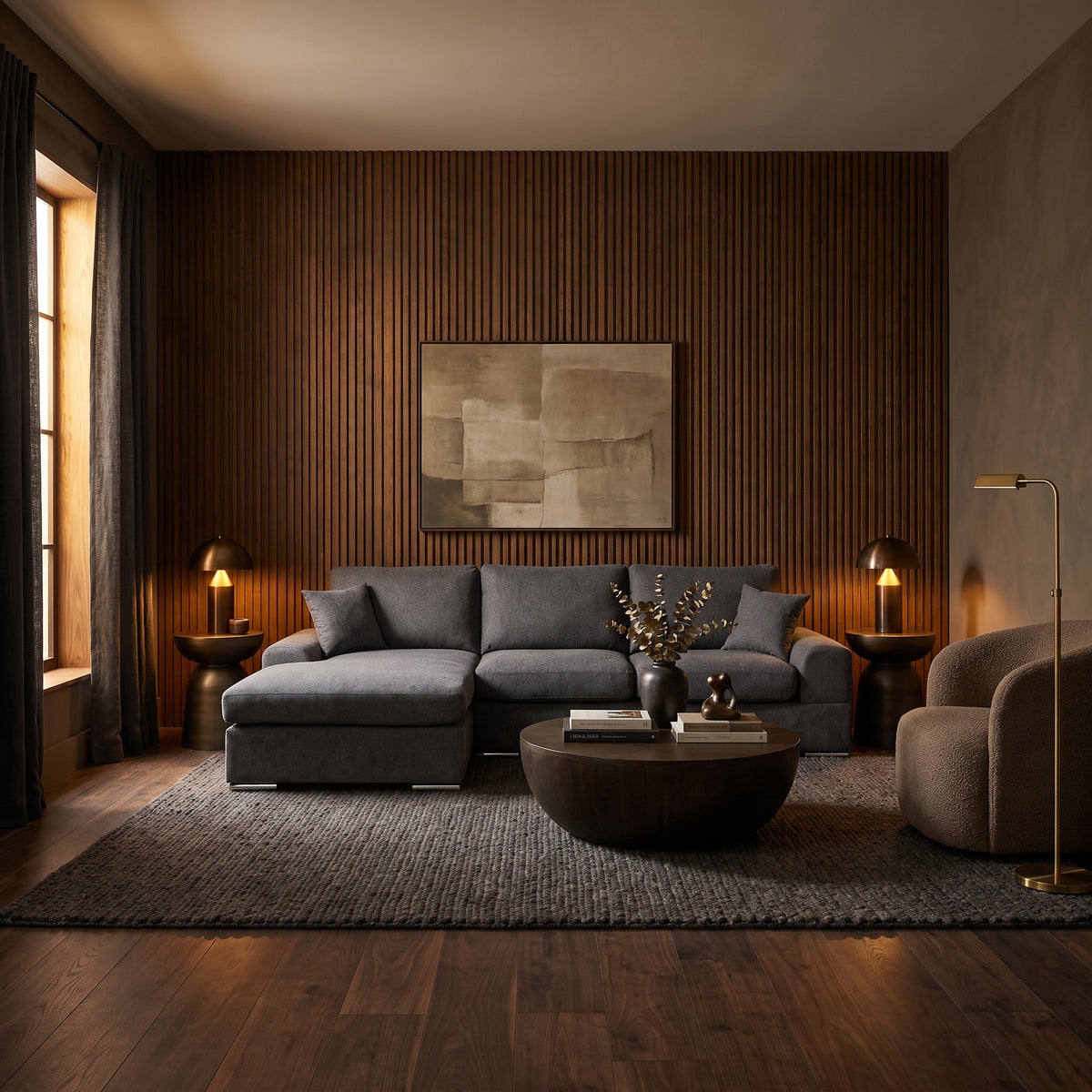 Minimalistic Sleeper Sectional 97" - Veda Anthracite