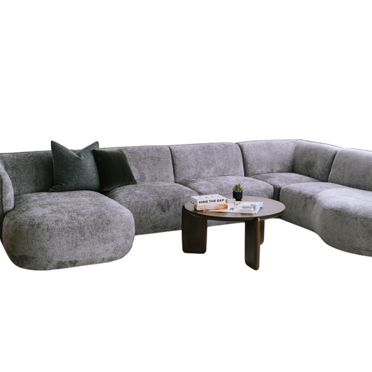 Loures U-Shape Sectional Sofa Iron Grey 139"
