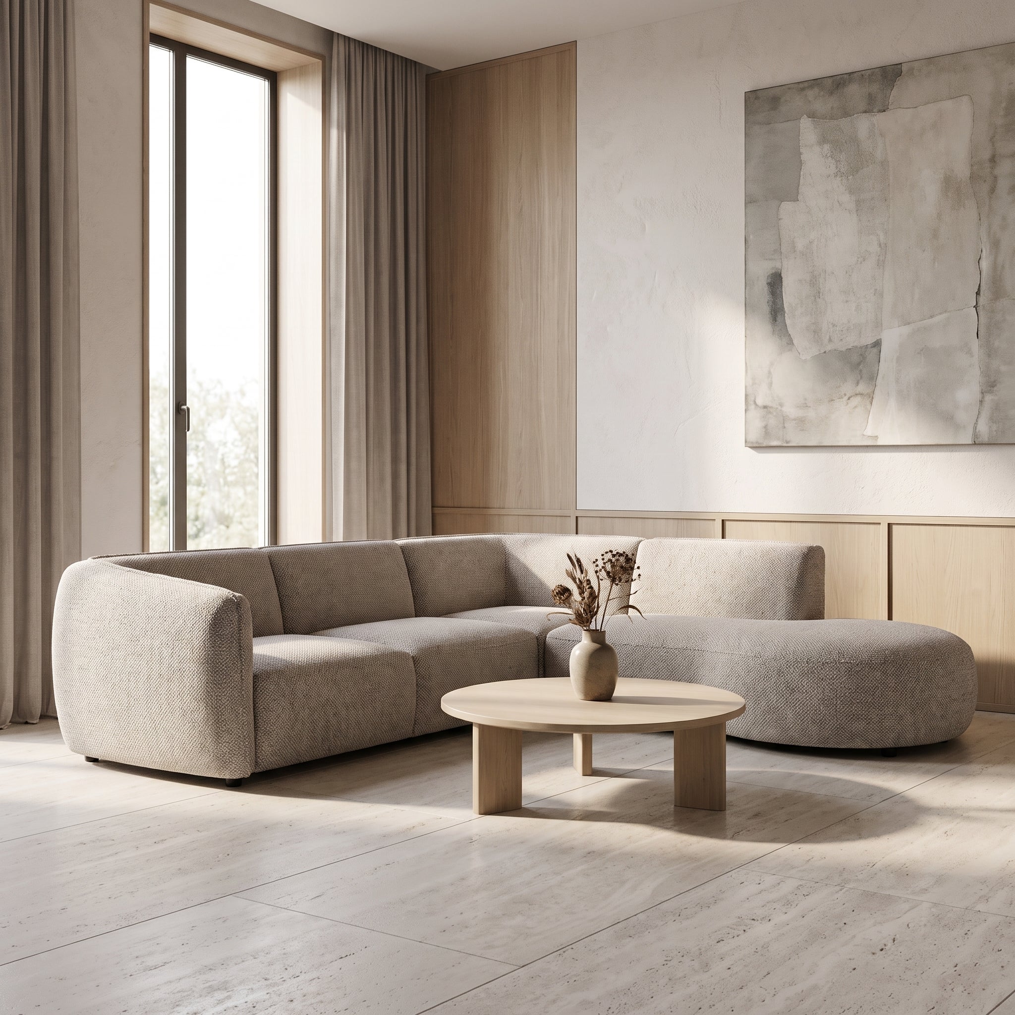 Loures Open-End (108") Sectional Sofa Sand Beige Basketweave