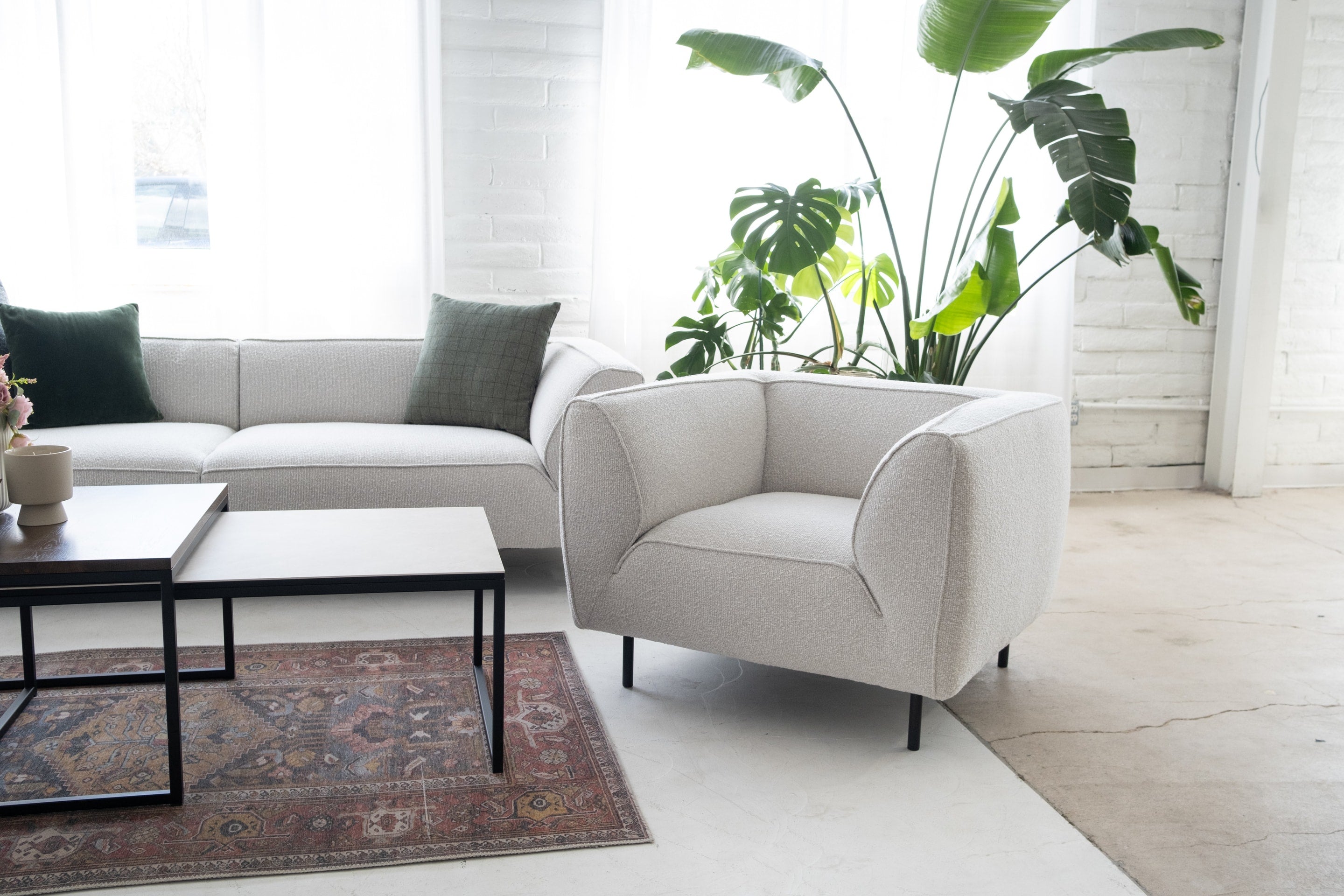 Mosh Armchair 38" - Deep Seat Boucle Silver Fabric