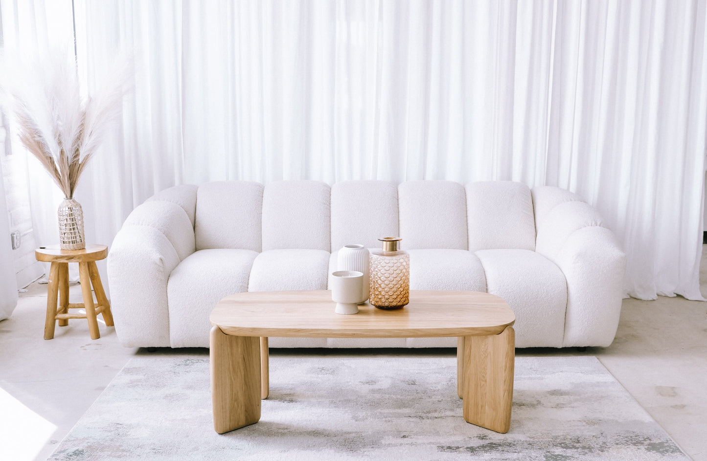 Carmel Sofa 97" Curly Boucle Fabric