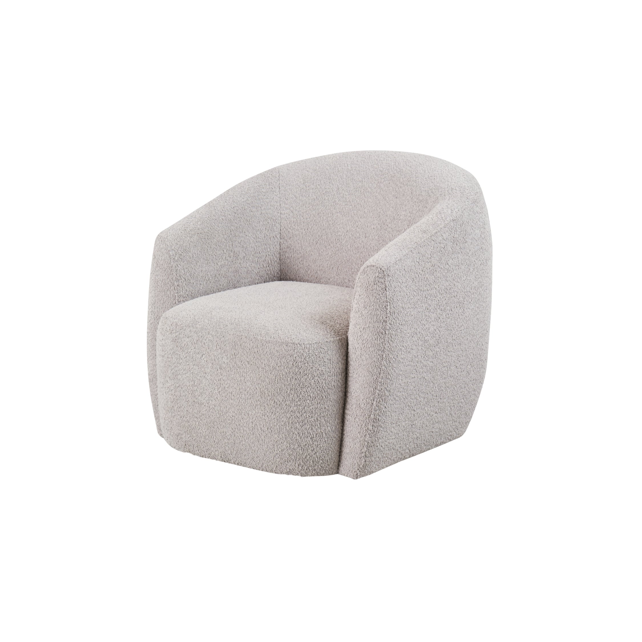 Gela Swivel Armchair Beige 33" Woven Boucle Fabric