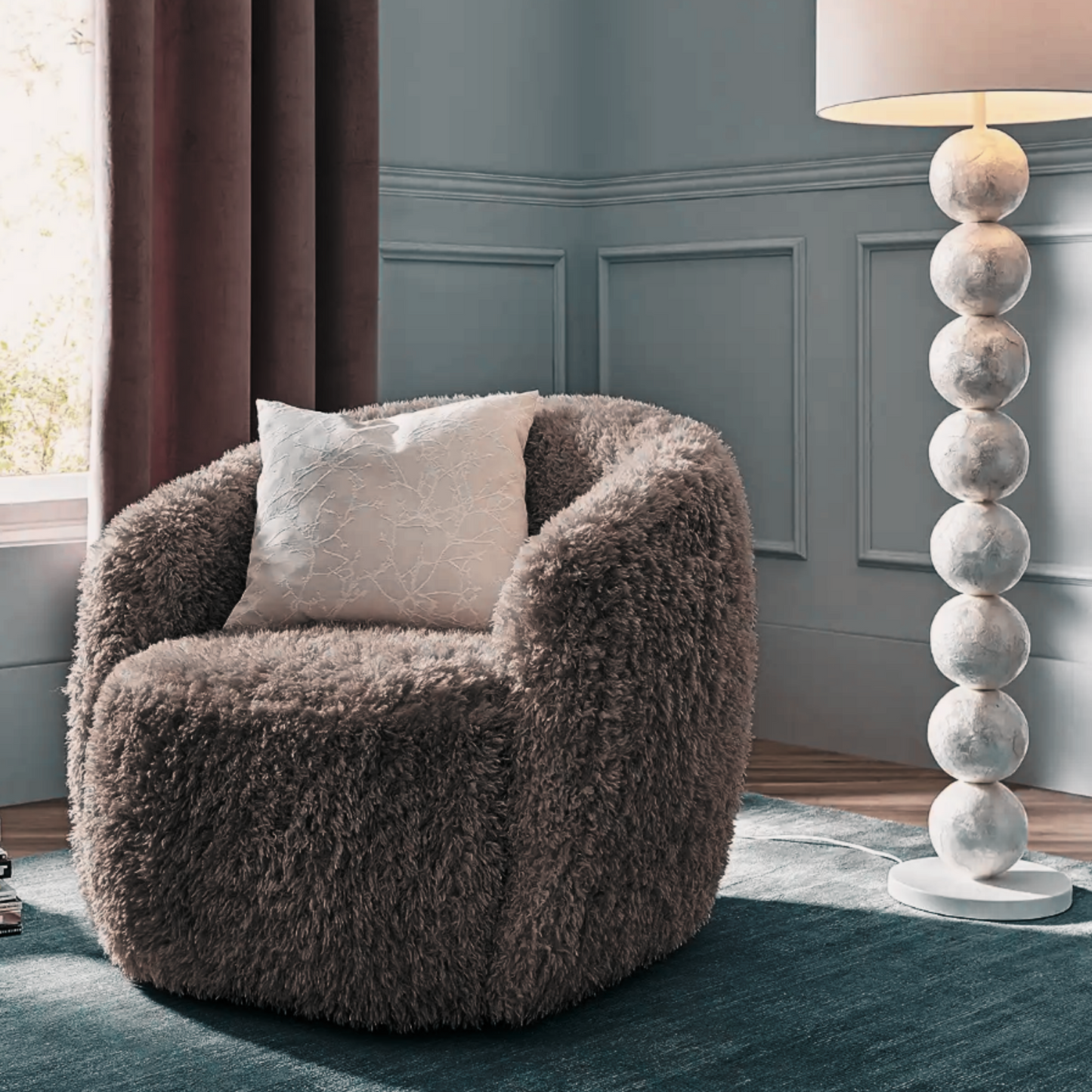 Gela Swivel Armchair Doodle Brown 33"