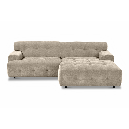 Bob 2-Piece Chaise Sectional Chenille Fabric Beige 92"