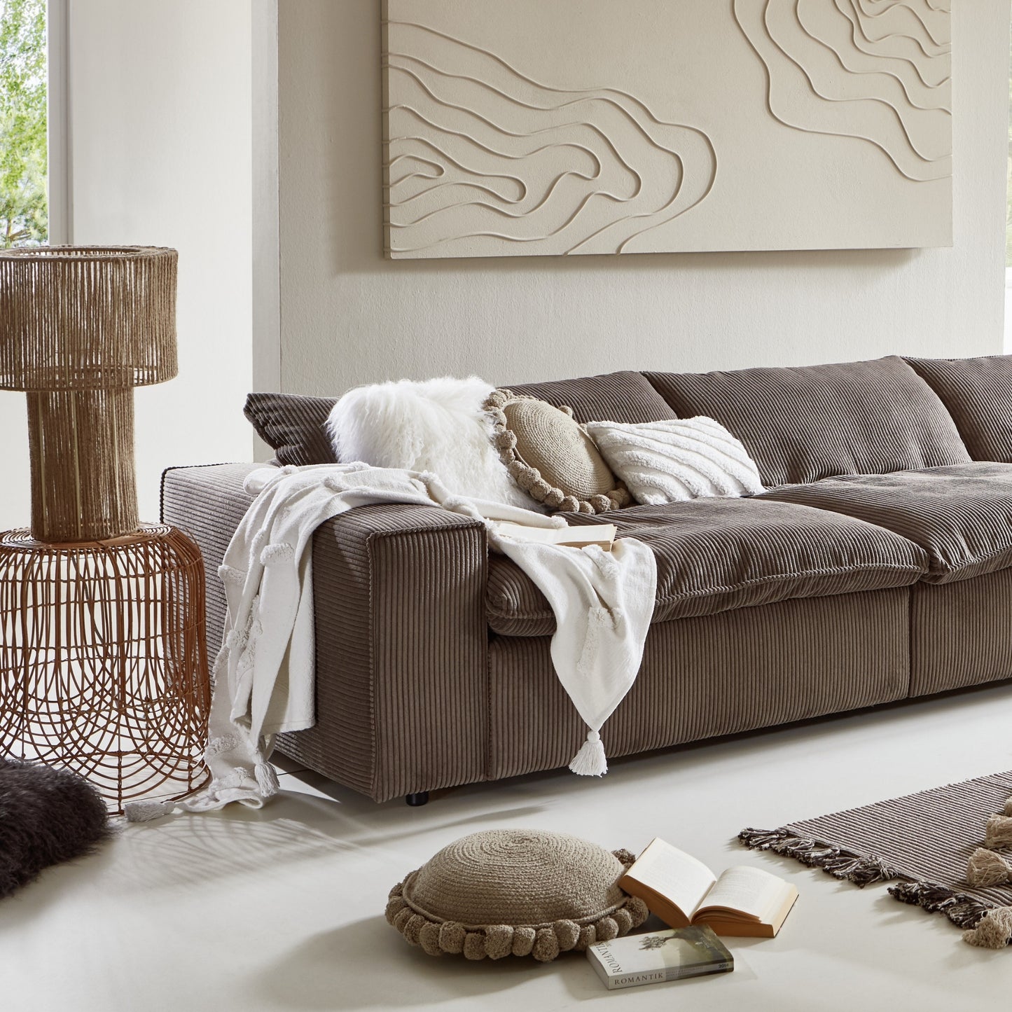 Kiel 2-Piece Modular Sofa 90.5" Velvet Truffle Corduroy