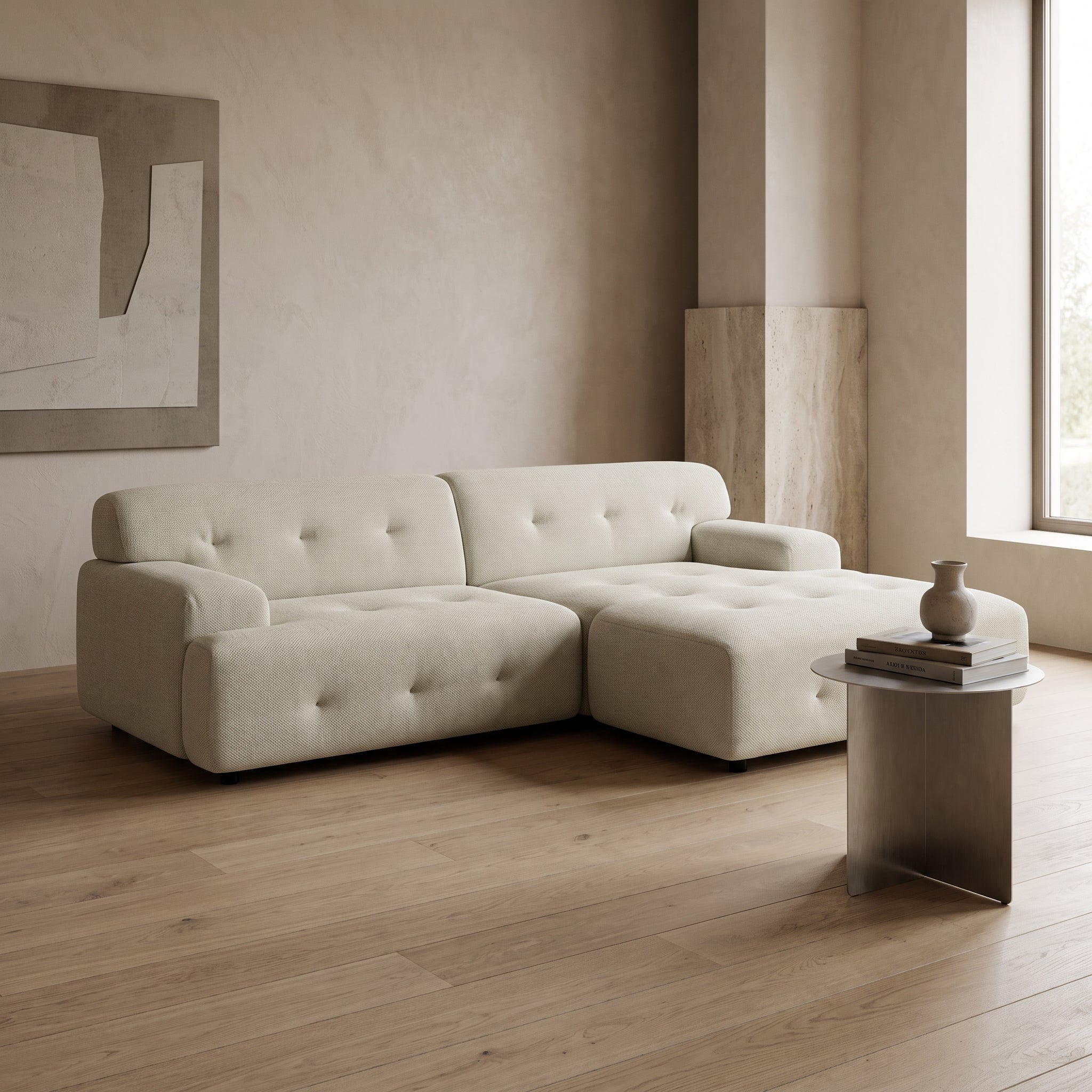 Bob 2-Piece (90") Sectional with Chaise Ivory Basketweave
