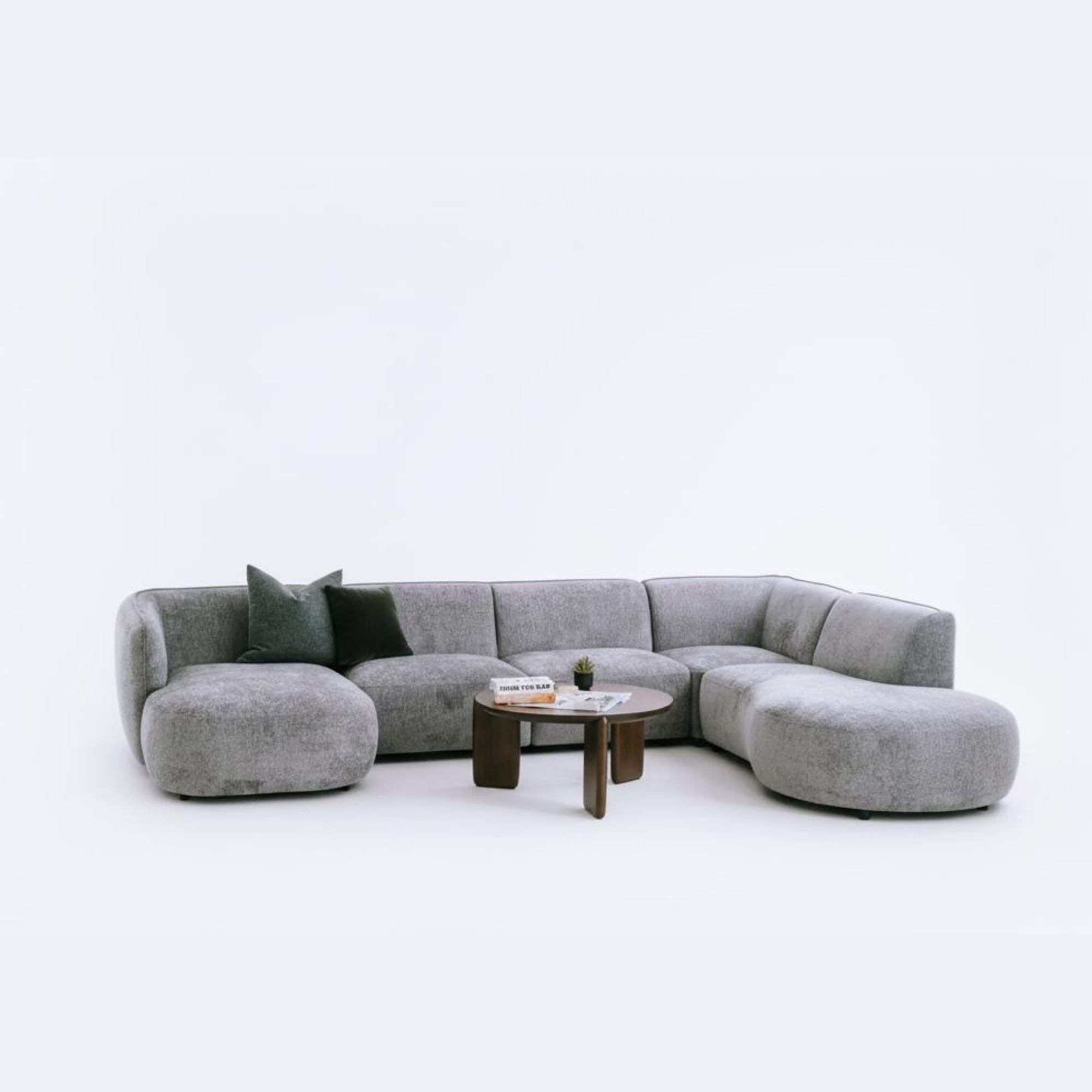 Loures U-Shape Sectional 139" Woven Fabric with Subtle Texture