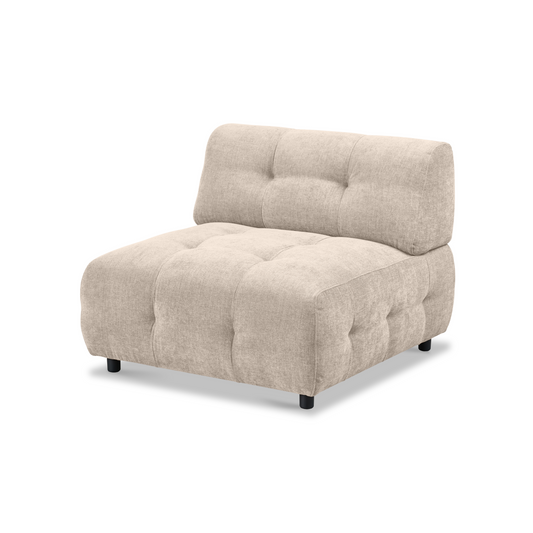 Beige upholstered chair on a white background