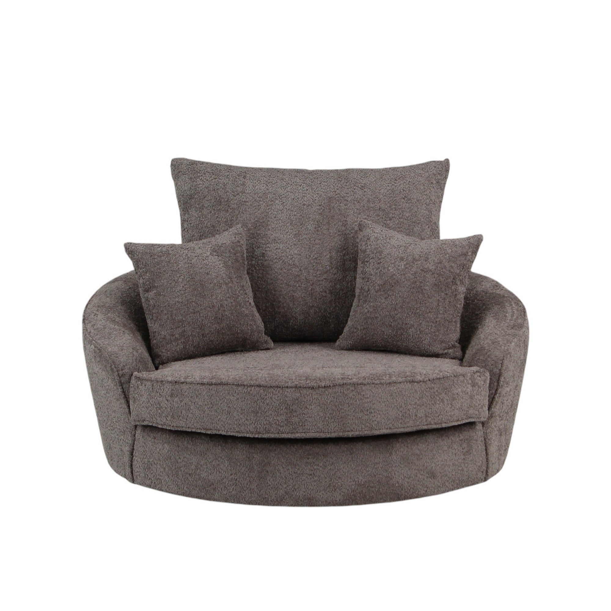 Round Barrel Swivel Slope with Pillows - Taupe 50"