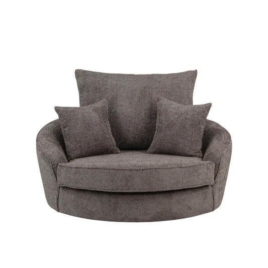 Round Barrel Swivel Slope with Pillows - Taupe 50"