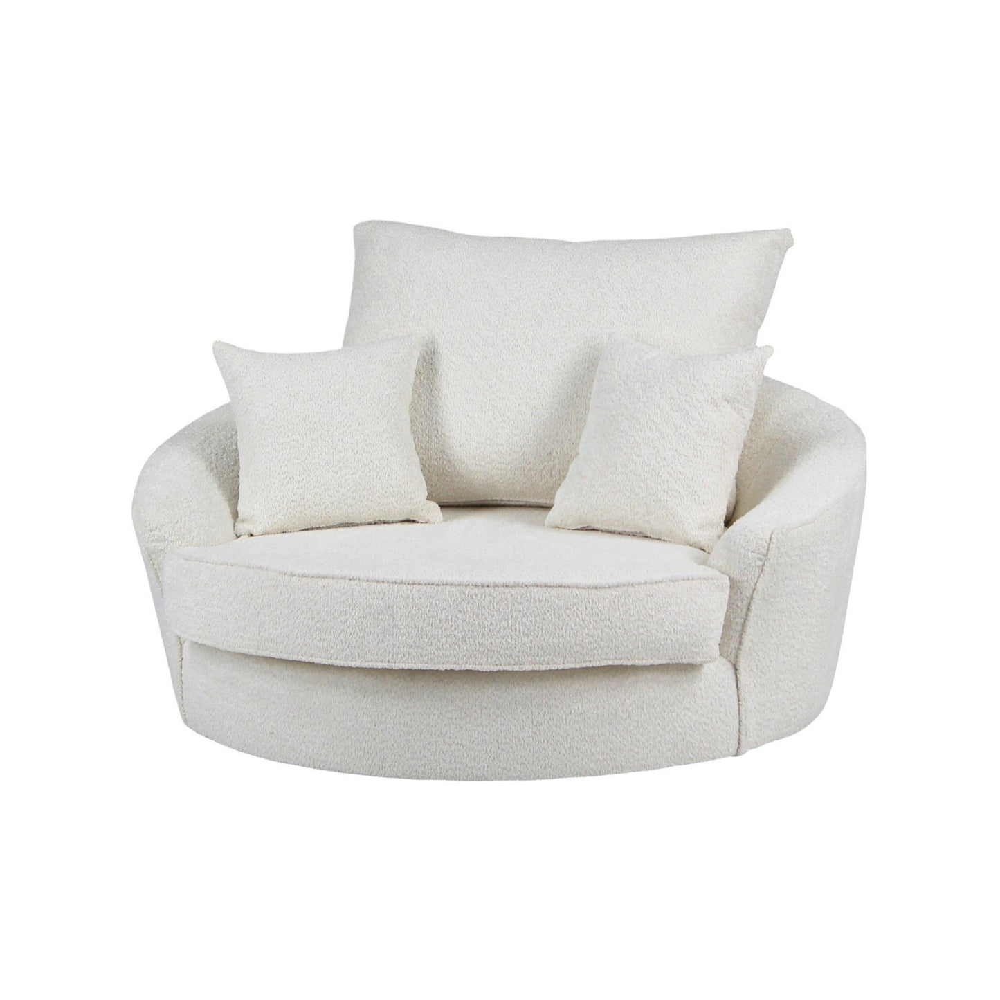 Round Barrel Swivel Slope with Pillows - Ivory 50"