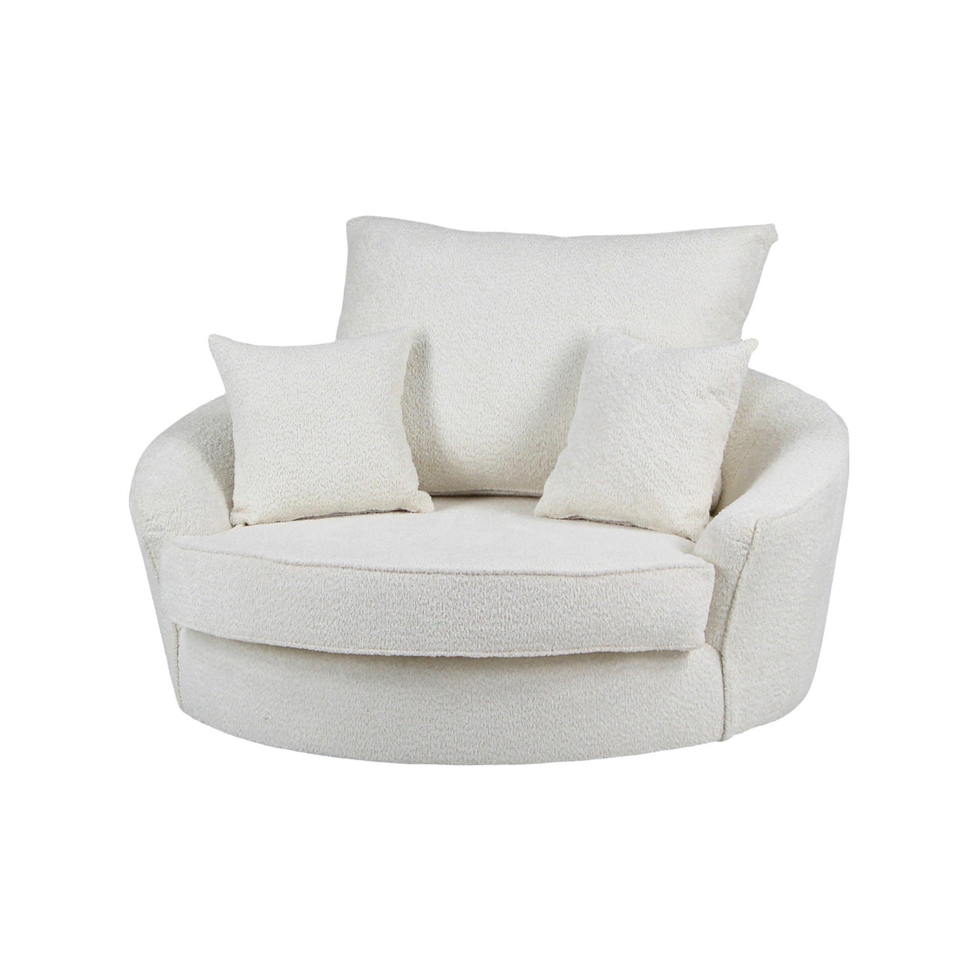 Round Barrel Swivel Slope with Pillows - Ivory 50"