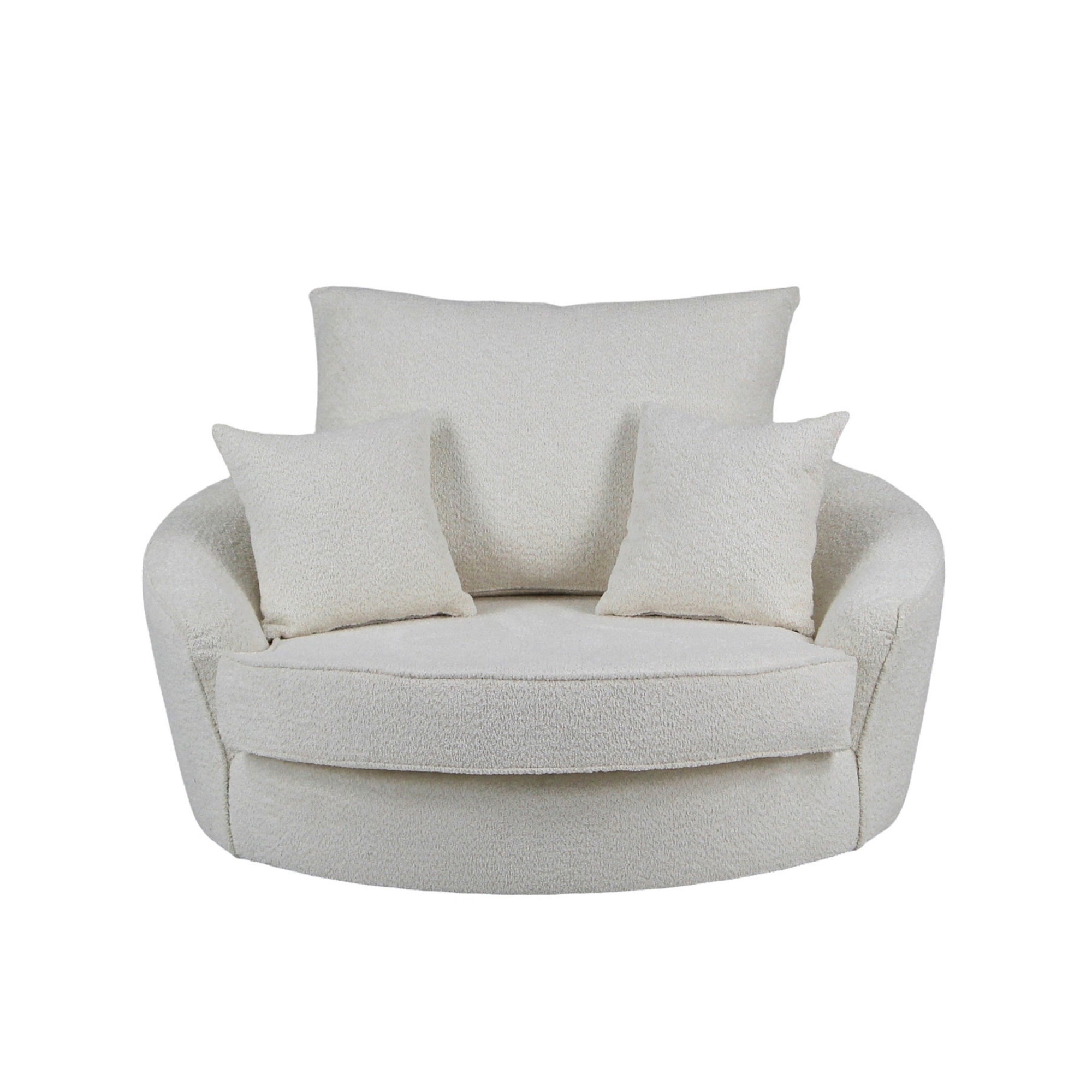 Round Barrel Swivel Slope with Pillows - Ivory 50"