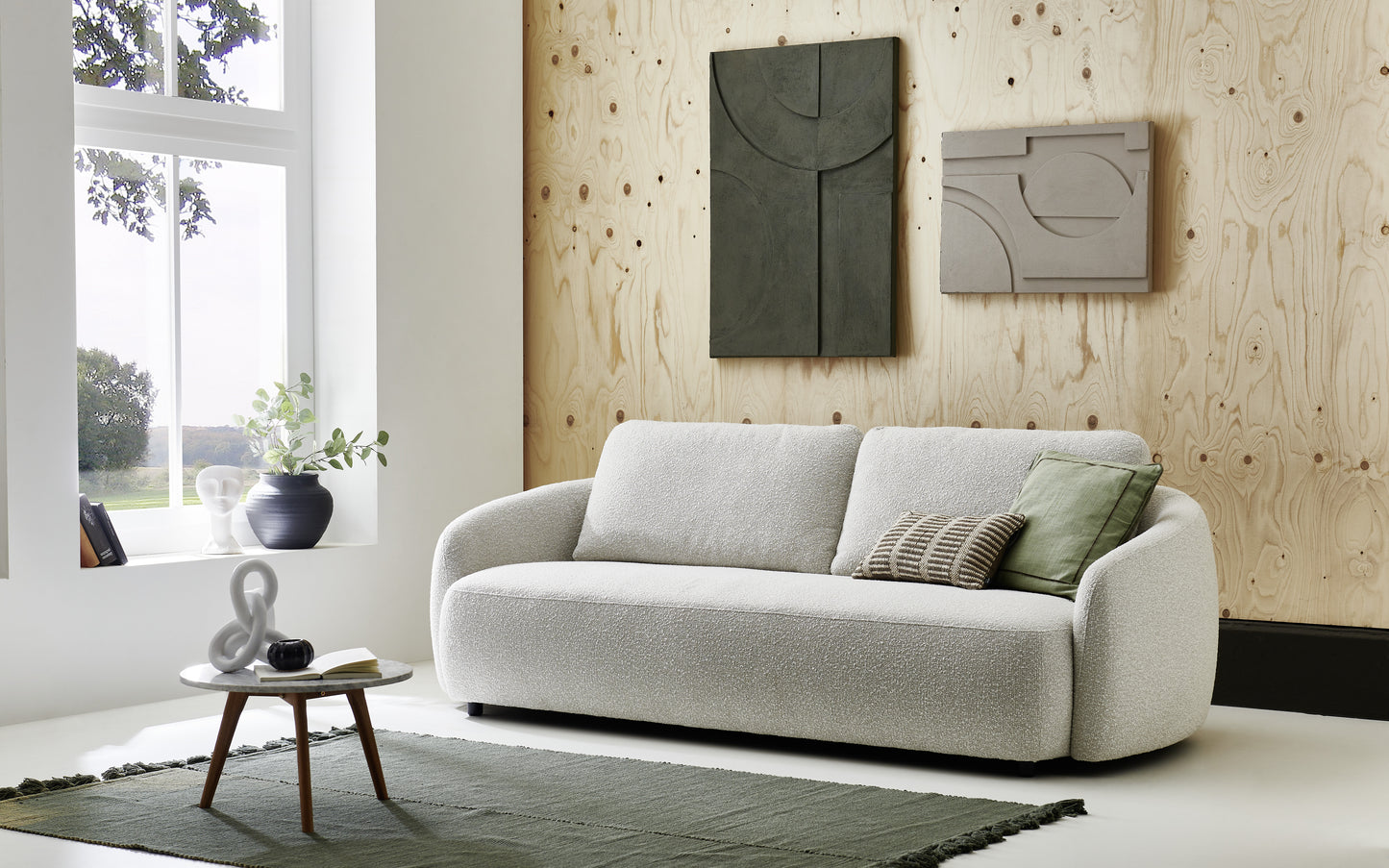 Olbia White/Stone Sofa 89"