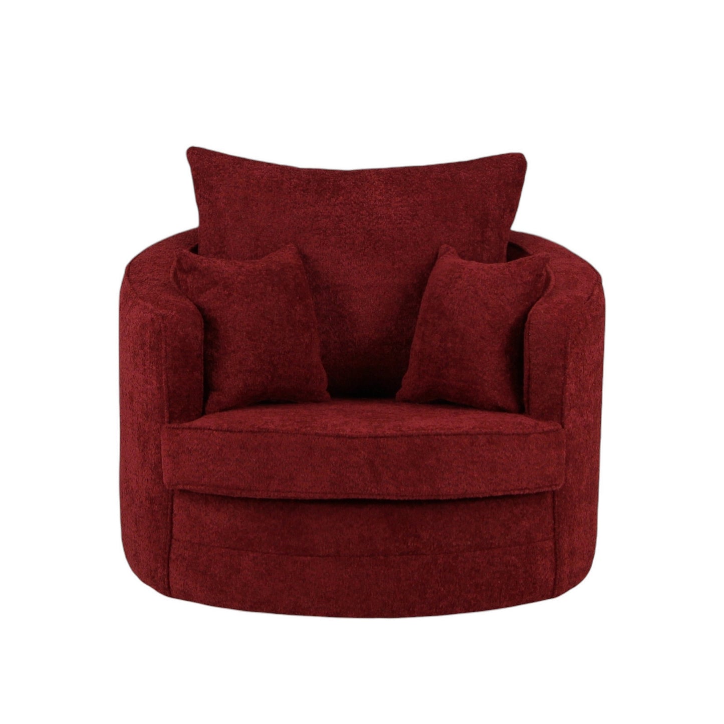 Round Barrel Swivel Chair with Pillows - Red 42"