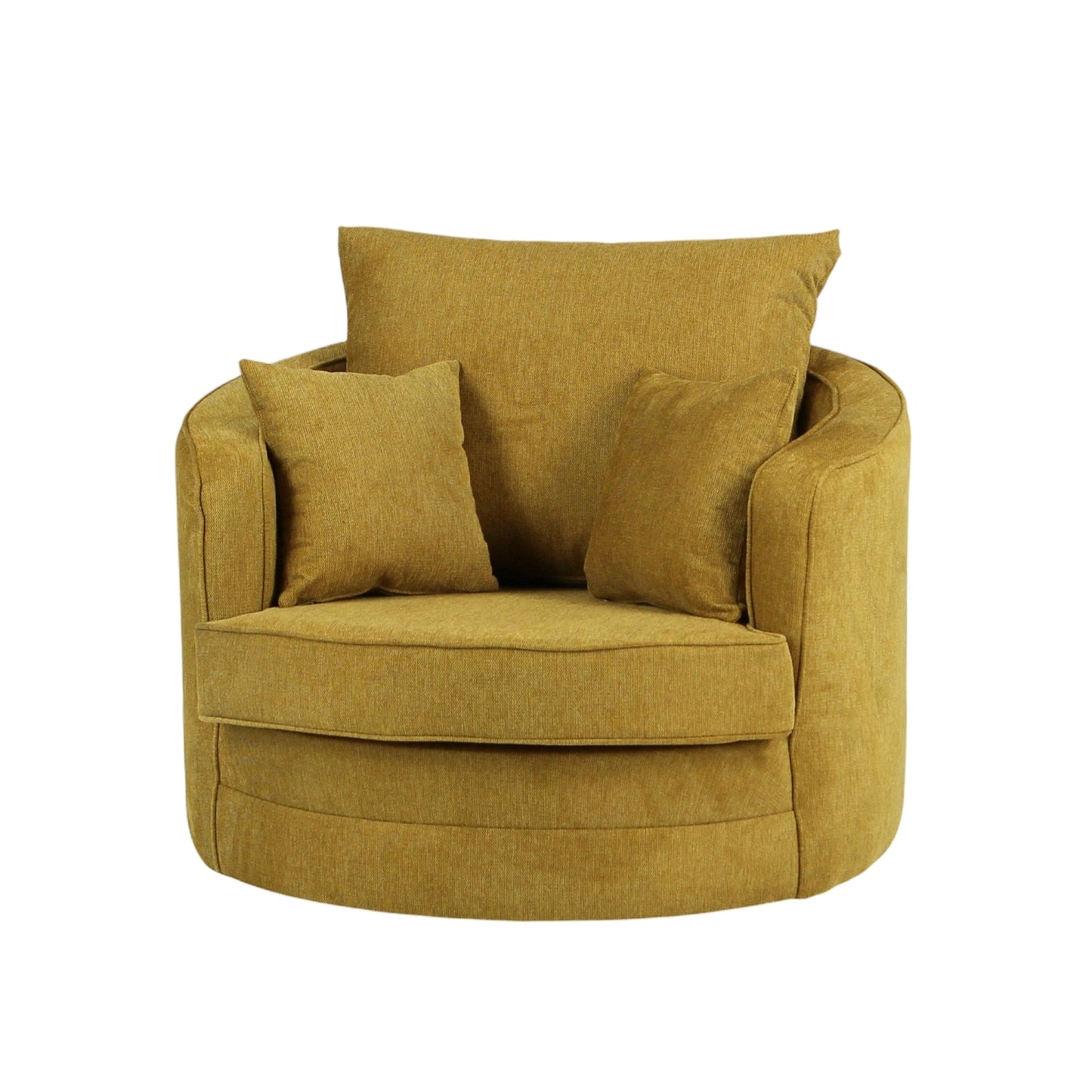 Round Barrel Swivel Chair with Pillows - Mustard 42"