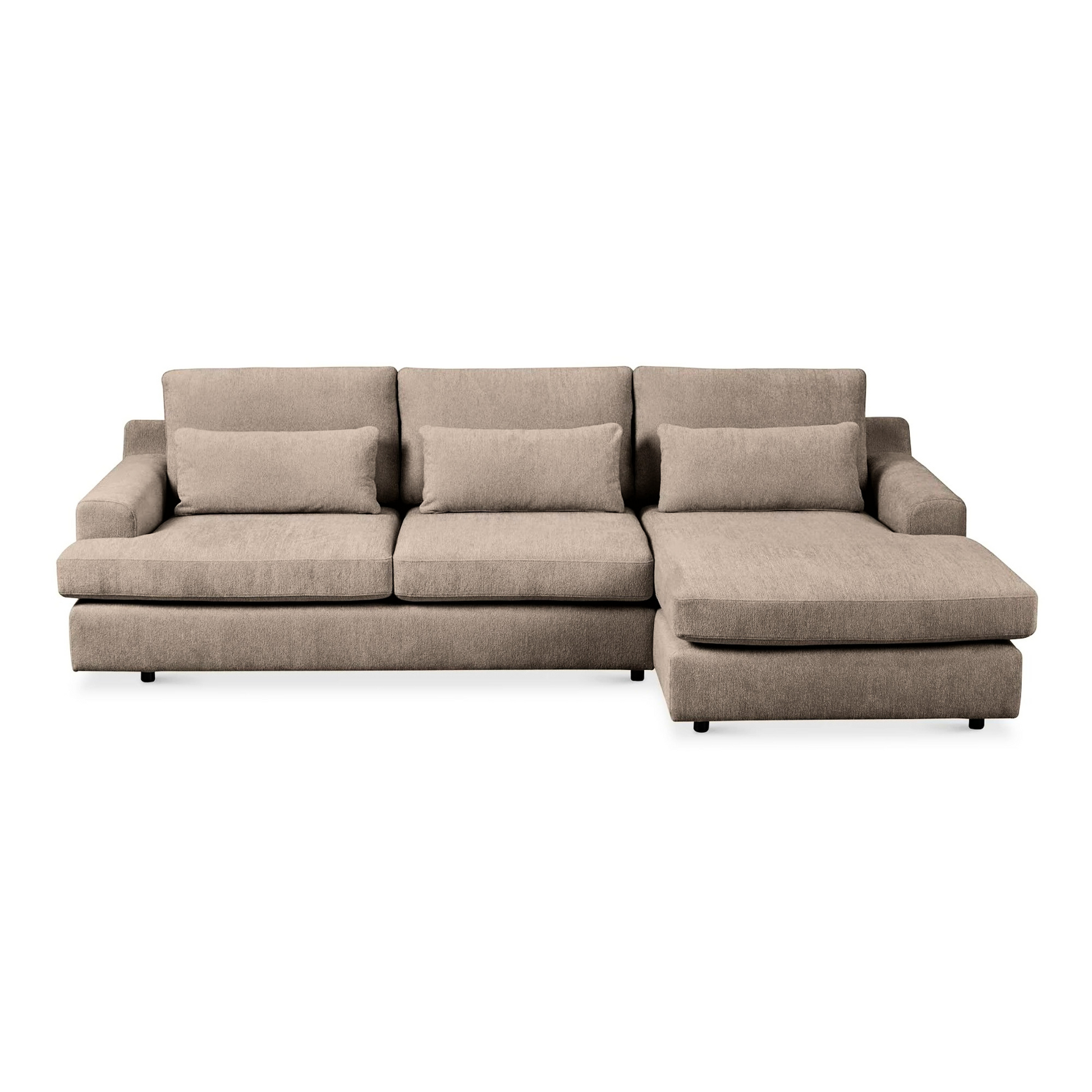 Beige sectional sofa on a white background