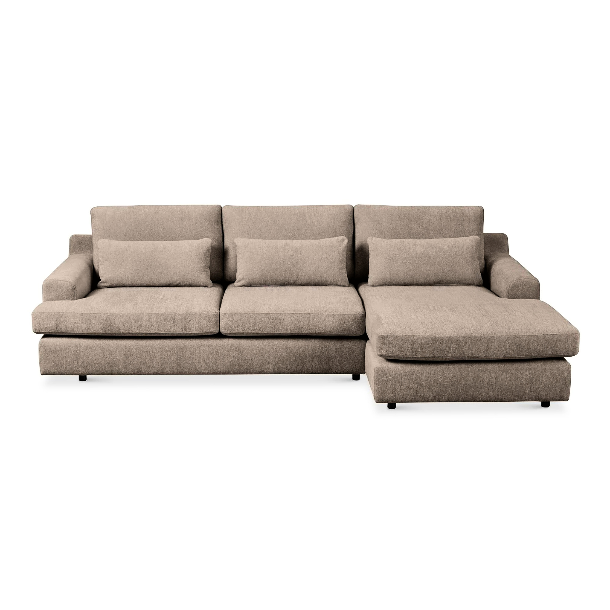 Beige sectional sofa on a white background