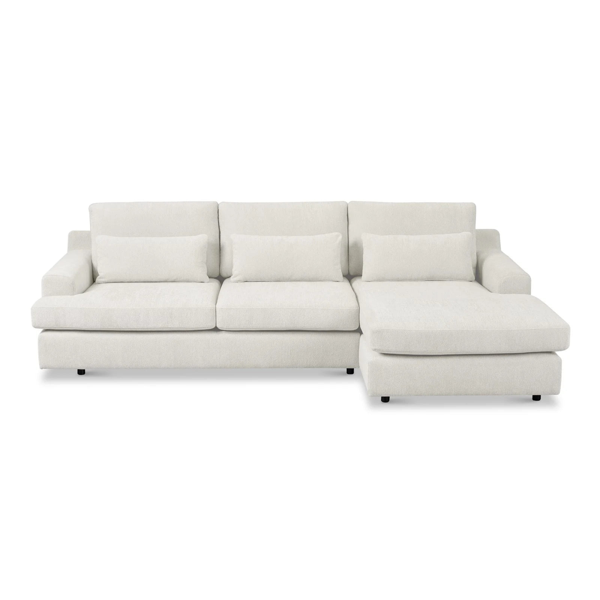 Ivory sectional sofa on a white background