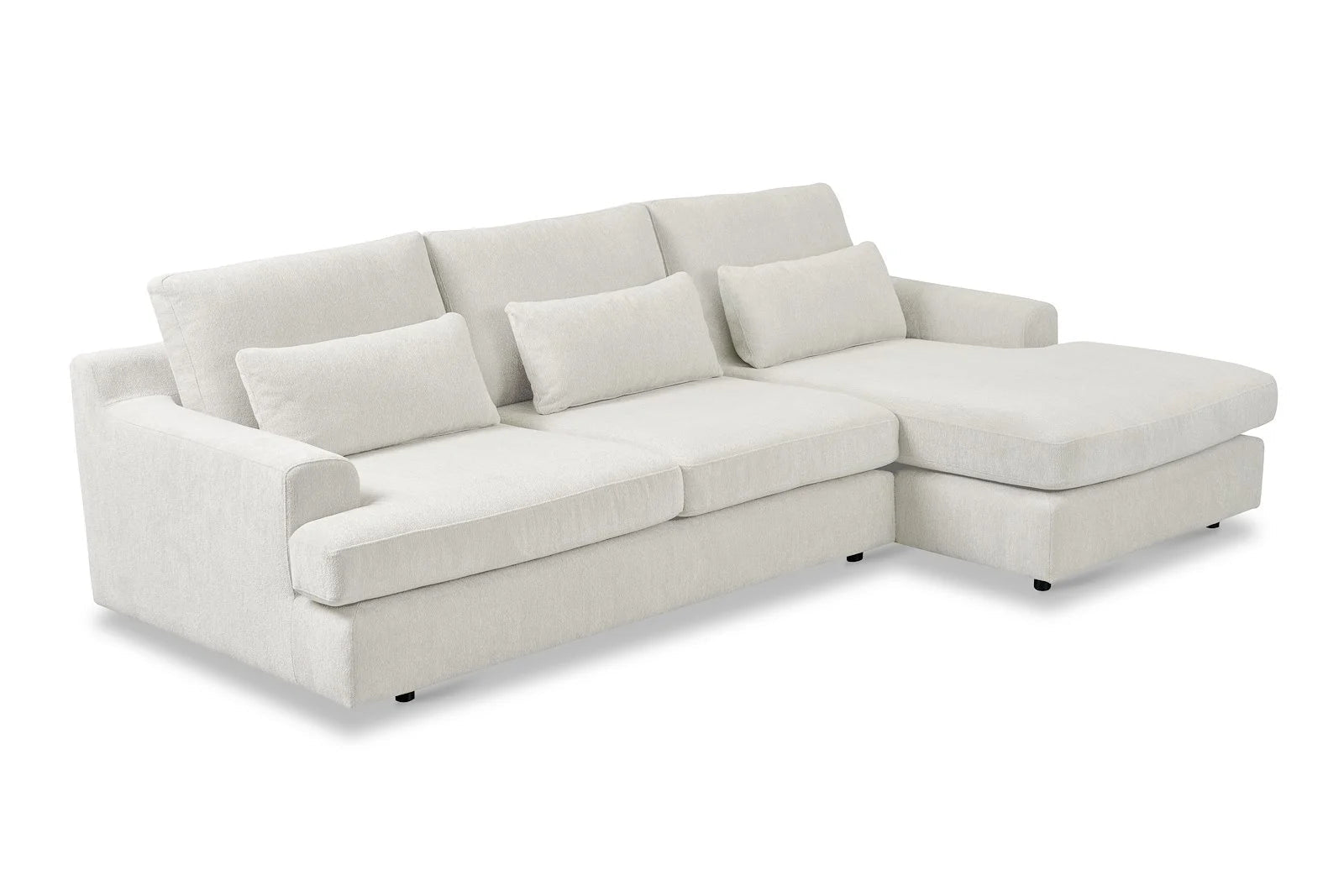 Ivory sectional sofa on a white background