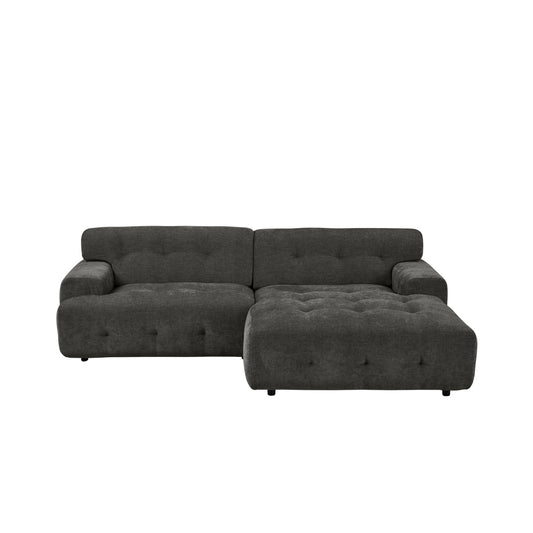 Bob Chaise Sectional 92" soft Voluminous Charcoal Upholstery