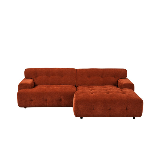 Bob 2-Piece Chaise Sectional 92"Chenille Burnt Orange