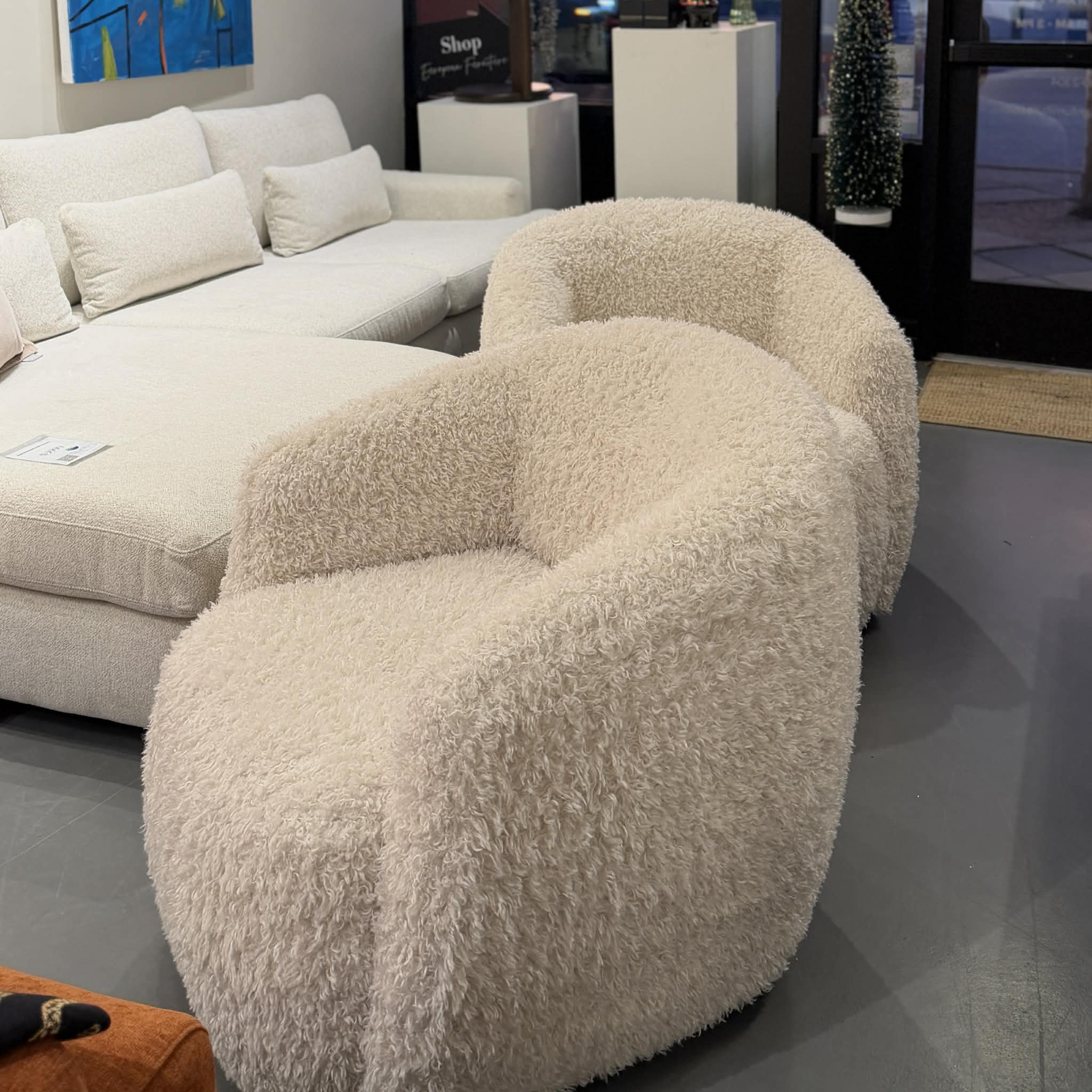 Gela Swivel Chair Ivory - Floor Model