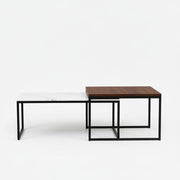 Grace Stone and Walnut Nesting Coffee Table