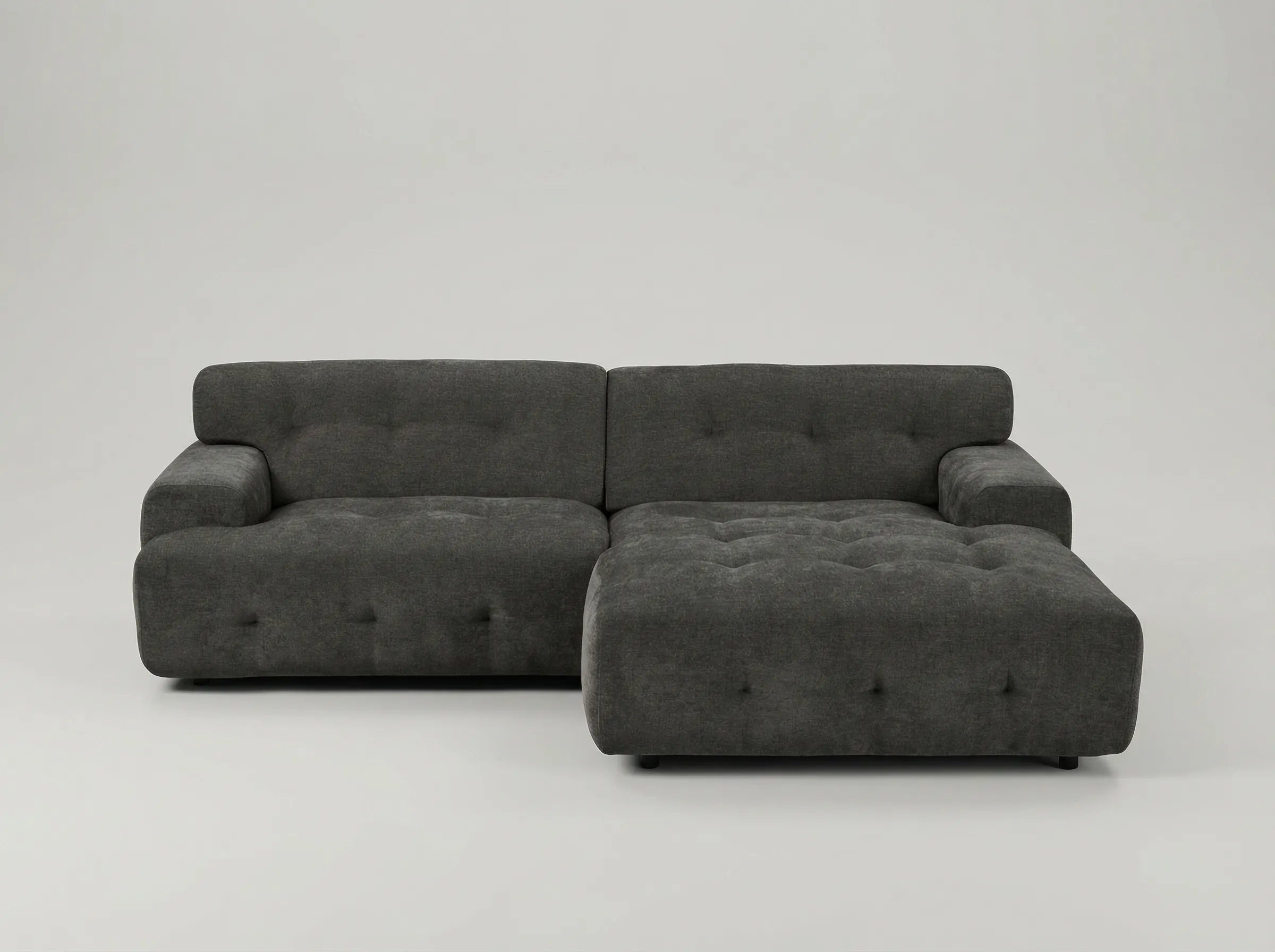 Bob Chaise Sectional 92" soft Voluminous Charcoal Upholstery