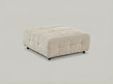 Mina Tufted Ottoman 35" Beige Woven Fabric