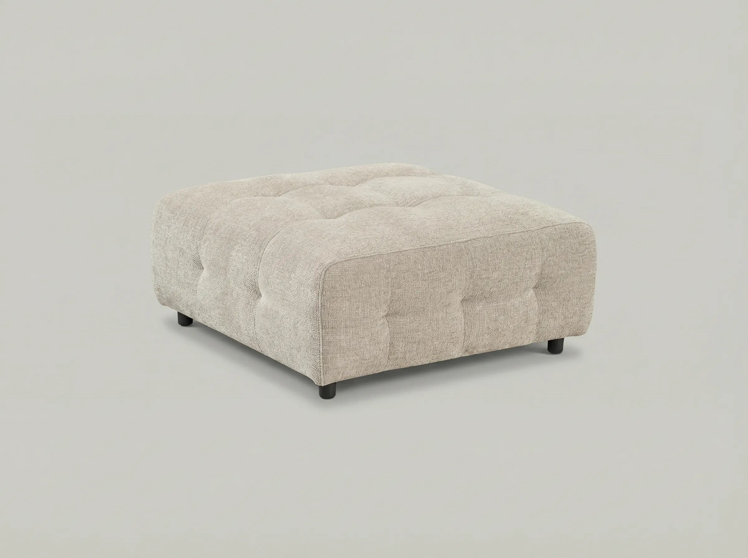 Mina Tufted Ottoman 35" Beige Woven Fabric